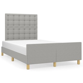 Bed frame with headboard light gray fabric 120x190 cm by , Beds and slatted bases - Ref: Foro24-3270541, Price: 170,14 €, Dis...