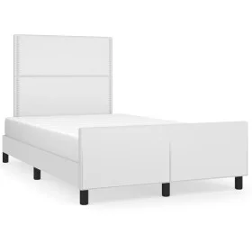 Bettgestell mit Kopfteil aus weißem Kunstleder 120x190 cm von , Betten und Lattenroste - Ref: Foro24-3270555, Preis: 163,08 €...