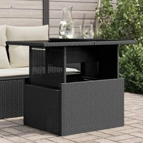 Garden table glass surface PE rattan black 100x55x73 cm by , Garden tables - Ref: Foro24-365970, Price: 107,59 €, Discount: %