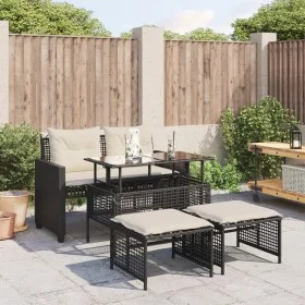 4-piece garden sofa set with black glass PE rattan cushions by , Modular outdoor sofas - Ref: Foro24-368134, Price: 240,84 €,...