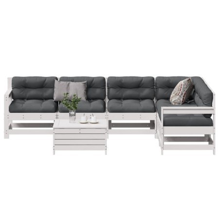 7-piece garden furniture set with solid white pine wood cushions by , Garden sets - Ref: Foro24-3250901, Price: 634,37 €, Dis...
