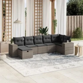 7-teiliges Gartensofa-Set mit grauen PE-Rattan-Kissen von , Gartensets - Ref: Foro24-3264436, Preis: 444,14 €, Rabatt: %