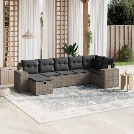 Set de sofás de jardín 7 piezas con cojines ratán PE gris de , Conjuntos de jardín - Ref: Foro24-3264436, Precio: 436,36 €, D...