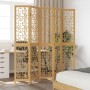 Biombo separador de 5 paneles madera maciza paulownia marrón de , Divisores de ambientes - Ref: Foro24-358871, Precio: 136,08...