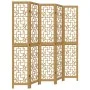 Biombo separador de 5 paneles madera maciza paulownia marrón de , Divisores de ambientes - Ref: Foro24-358871, Precio: 124,30...