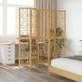 Biombo separador de 5 paneles madera maciza paulownia marrón de , Divisores de ambientes - Ref: Foro24-358871, Precio: 124,30...