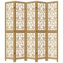 Biombo separador de 5 paneles madera maciza paulownia marrón de , Divisores de ambientes - Ref: Foro24-358871, Precio: 136,08...
