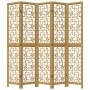 Biombo separador de 5 paneles madera maciza paulownia marrón de , Divisores de ambientes - Ref: Foro24-358871, Precio: 124,30...
