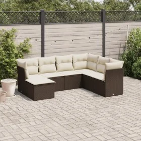 7-piece garden sofa set with brown PE rattan cushions by , Garden sets - Ref: Foro24-3217993, Price: 449,54 €, Discount: %