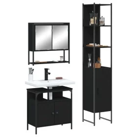 3-teiliges Badezimmermöbelset aus schwarzem Sperrholz von , Badezimmermöbel - Ref: Foro24-3214675, Preis: 182,77 €, Rabatt: %