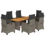 Garden dining set 7 pieces and gray synthetic rattan cushions by , Garden sets - Ref: Foro24-3212938, Price: 1,00 €, Discount: %