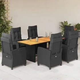 7-piece garden dining set and black synthetic rattan cushions by , Garden sets - Ref: Foro24-3212707, Price: 959,08 €, Discou...