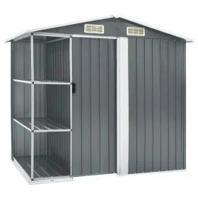 Cobertizo de jardín con estantería hierro gris 205x130x183 cm by vidaXL, Sheds - Ref: Foro24-47103, Price: 259,02 €, Discount: %