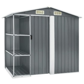 Gartenschuppen mit grauem Eisenregal 205x130x183 cm von vidaXL, Schuppen - Ref: Foro24-47103, Preis: 264,18 €, Rabatt: %