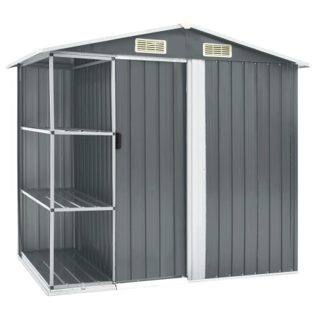 Cobertizo de jardín con estantería hierro gris 205x130x183 cm by vidaXL, Sheds - Ref: Foro24-47103, Price: 267,62 €, Discount: %