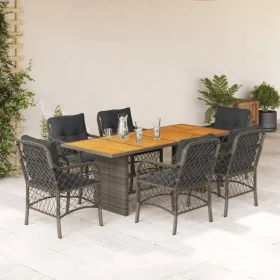 Garten-Essgruppe 7-teilig und graue synthetische Rattankissen von , Gartensets - Ref: Foro24-3212074, Preis: 776,28 €, Rabatt: %