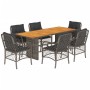 Garden dining set 7 pieces and gray synthetic rattan cushions by , Garden sets - Ref: Foro24-3212074, Price: 746,64 €, Discou...