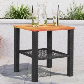 Garden table synthetic rattan black acacia wood 40x40x42 cm by , Garden tables - Ref: Foro24-366263, Price: 47,98 €, Discount: %