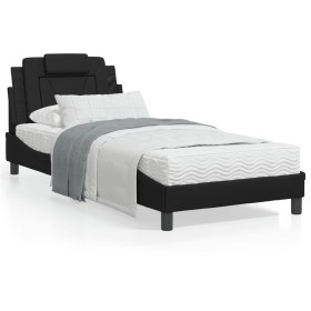 Bed frame with LED lights black synthetic leather 80x200 cm by , Beds and slatted bases - Ref: Foro24-3213980, Price: 138,80 ...
