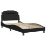 Bed frame with LED lights black synthetic leather 100x200 cm by , Beds and slatted bases - Ref: Foro24-3214001, Price: 126,86...