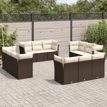 Garden sofa and cushion set 12 pieces brown synthetic rattan by , Garden sets - Ref: Foro24-3217333, Price: 886,62 €, Discoun...