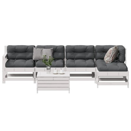 6-teiliges Gartenmöbel-Set mit Kissen aus massivem Weißkiefernholz von , Gartensets - Ref: Foro24-3250981, Preis: 490,98 €, R...