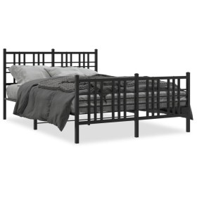 Bed frame with headboard and footboard black metal 120x190 cm by , Beds and slatted bases - Ref: Foro24-376339, Price: 101,52...