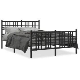 Bed frame with headboard and footboard black metal 120x190 cm by , Beds and slatted bases - Ref: Foro24-376339, Price: 100,15...