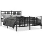 Bed frame with headboard and footboard black metal 120x190 cm by , Beds and slatted bases - Ref: Foro24-376339, Price: 100,15...