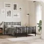 Bed frame with headboard and footboard black metal 120x190 cm by , Beds and slatted bases - Ref: Foro24-376339, Price: 100,15...