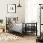 Bed frame with headboard and black metal footboard 75x190 cm by , Beds and slatted bases - Ref: Foro24-376332, Price: 78,12 €...