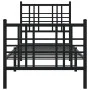 Bed frame with headboard and black metal footboard 75x190 cm by , Beds and slatted bases - Ref: Foro24-376332, Price: 78,12 €...