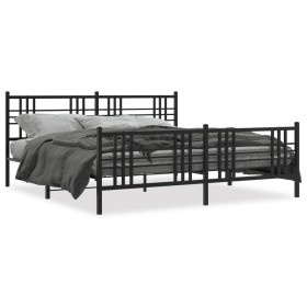 Estructura de cama cabecero y estribo metal negro 183x213 cm