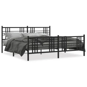 Estructura de cama cabecero y estribo metal negro 183x213 cm de , Camas y somieres - Ref: Foro24-376347, Precio: 129,64 €, De...