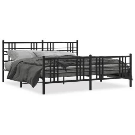 Black metal headboard and footboard bed frame 183x213 cm by , Beds and slatted bases - Ref: Foro24-376347, Price: 129,64 €, D...