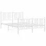 Metal bed frame with headboard and white footboard 140x190 cm by , Beds and slatted bases - Ref: Foro24-376391, Price: 106,25...