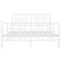 Metal bed frame with headboard and white footboard 140x190 cm by , Beds and slatted bases - Ref: Foro24-376391, Price: 106,25...