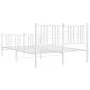 Metal bed frame with headboard and white footboard 140x190 cm by , Beds and slatted bases - Ref: Foro24-376391, Price: 106,25...