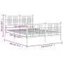 Metal bed frame with headboard and white footboard 140x190 cm by , Beds and slatted bases - Ref: Foro24-376391, Price: 106,25...