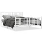 Estructura cama metal con cabecero y estribo blanco 150x200 cm de , Camas y somieres - Ref: Foro24-376393, Precio: 117,53 €, ...