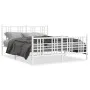 Metal bed frame with headboard and white footboard 150x200 cm by , Beds and slatted bases - Ref: Foro24-376393, Price: 115,97...