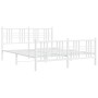 Metal bed frame with headboard and white footboard 150x200 cm by , Beds and slatted bases - Ref: Foro24-376393, Price: 117,61...