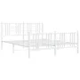 Metal bed frame with headboard and white footboard 150x200 cm by , Beds and slatted bases - Ref: Foro24-376393, Price: 115,97...