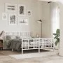 Metal bed frame with headboard and white footboard 150x200 cm by , Beds and slatted bases - Ref: Foro24-376393, Price: 115,97...