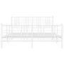 Metal bed frame with headboard and white footboard 150x200 cm by , Beds and slatted bases - Ref: Foro24-376393, Price: 115,97...