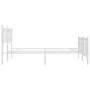 Metal bed frame with headboard and white footboard 150x200 cm by , Beds and slatted bases - Ref: Foro24-376393, Price: 115,97...