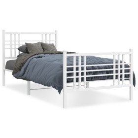 Estructura cama metal cabecero y estribo blanca 100x190 cm