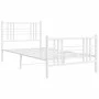 White metal bed frame with headboard and footboard 100x190 cm by vidaXL, Beds and slatted bases - Ref: Foro24-376385, Price: ...