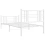 White metal bed frame with headboard and footboard 100x190 cm by vidaXL, Beds and slatted bases - Ref: Foro24-376385, Price: ...