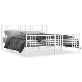 Estructura cama metal con cabecero y estribo blanco 200x200 cm de vidaXL, Camas y somieres - Ref: Foro24-376398, Precio: 147,...